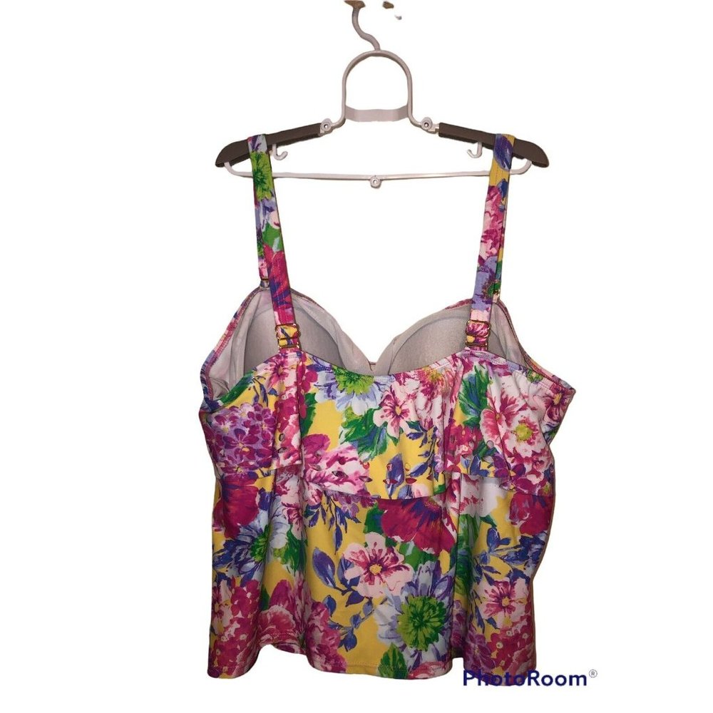 Swimsuits For All Tankini Top Plus Size 22 Floral Built in Bra laser cut - Picture 2 of 6